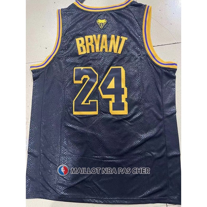 Maillot Los Angeles Lakers Kobe Bryant NO 8 24 Black Mamba Snakeskin Noir